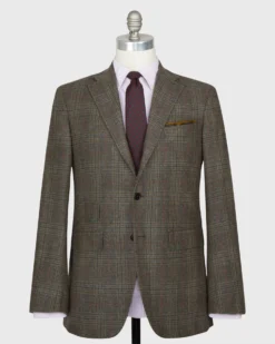 Virgil No. 3 Jacket In Oat/Brown/Red Mix Plaid Brushed Twill