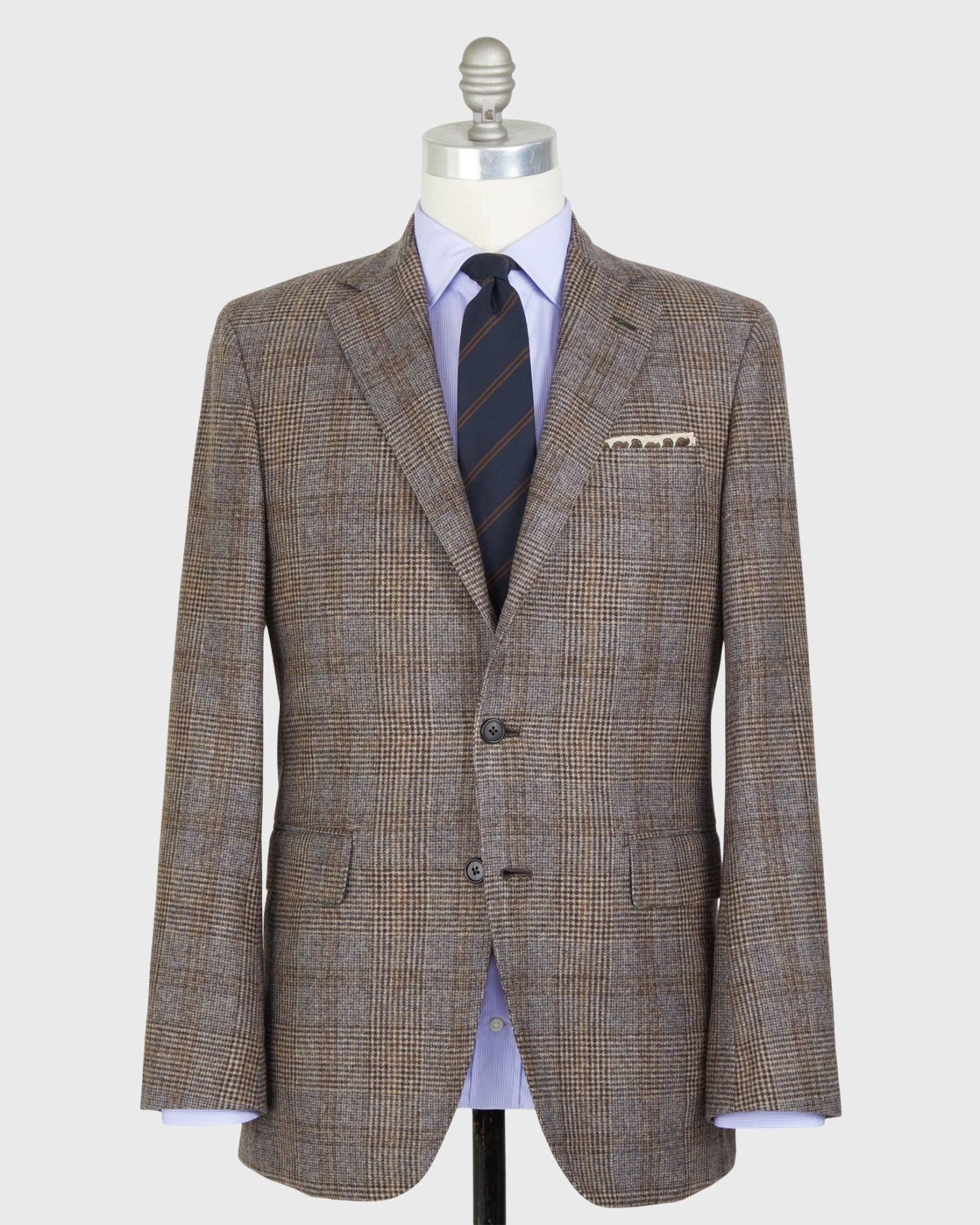 Virgil No. 4 Jacket In Oat/Brown/Blue Glen Plaid Flannel 1 Virgil No. 4 Jacket In Oat/Brown/Blue Glen Plaid Flannel