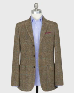 Virgil No. 2 Jacket In Brown/Sky/Spruce Herringbone Plaid Harris Tweed -fashion S67576 3