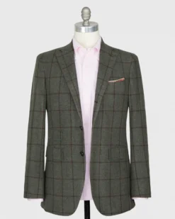 Virgil No. 3 Jacket In Olive/Chocolate/Sienna Windowpane Flannel -fashion S67577 3