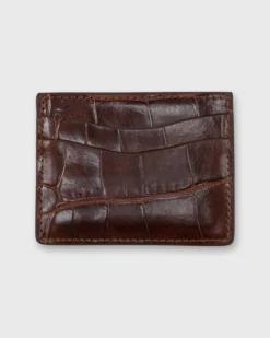 Card Holder In Cognac Glazed Alligator