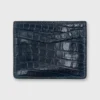 Card Holder In Blue Glazed Alligator