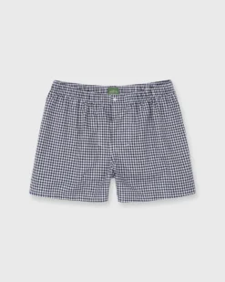 Button-Front Boxer Short In Black Gingham Poplin