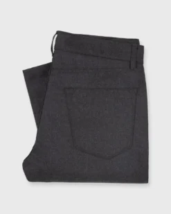 Slim Straight 5-Pocket Pant In Charcoal Mix Wool Twill
