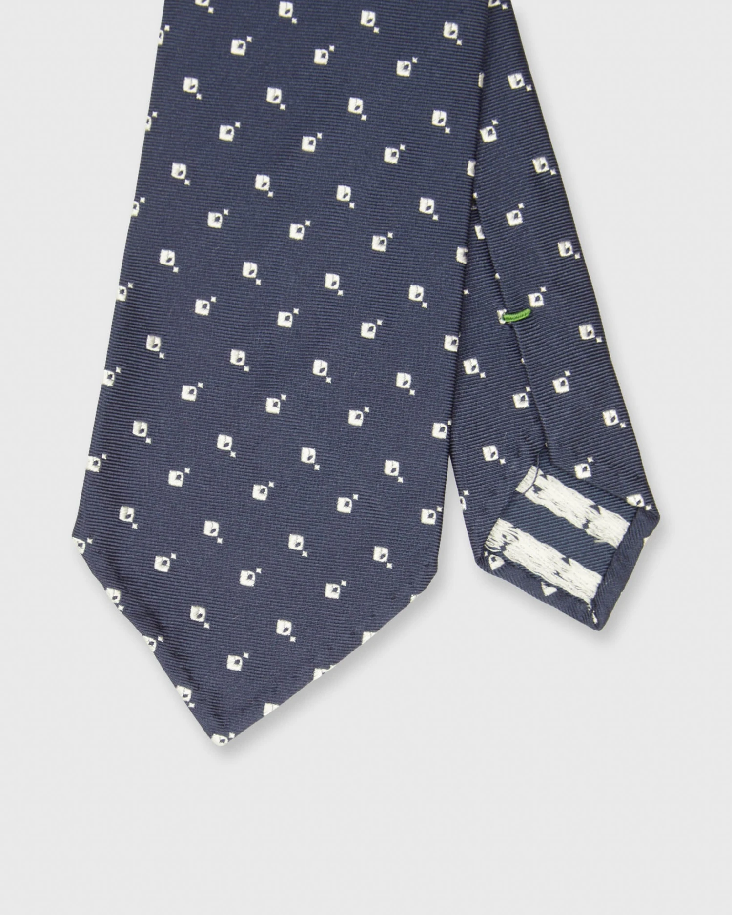 Silk Jacquard Tie In Navy/White Diamond Star Motif 1 Silk Jacquard Tie In Navy/White Diamond Star Motif