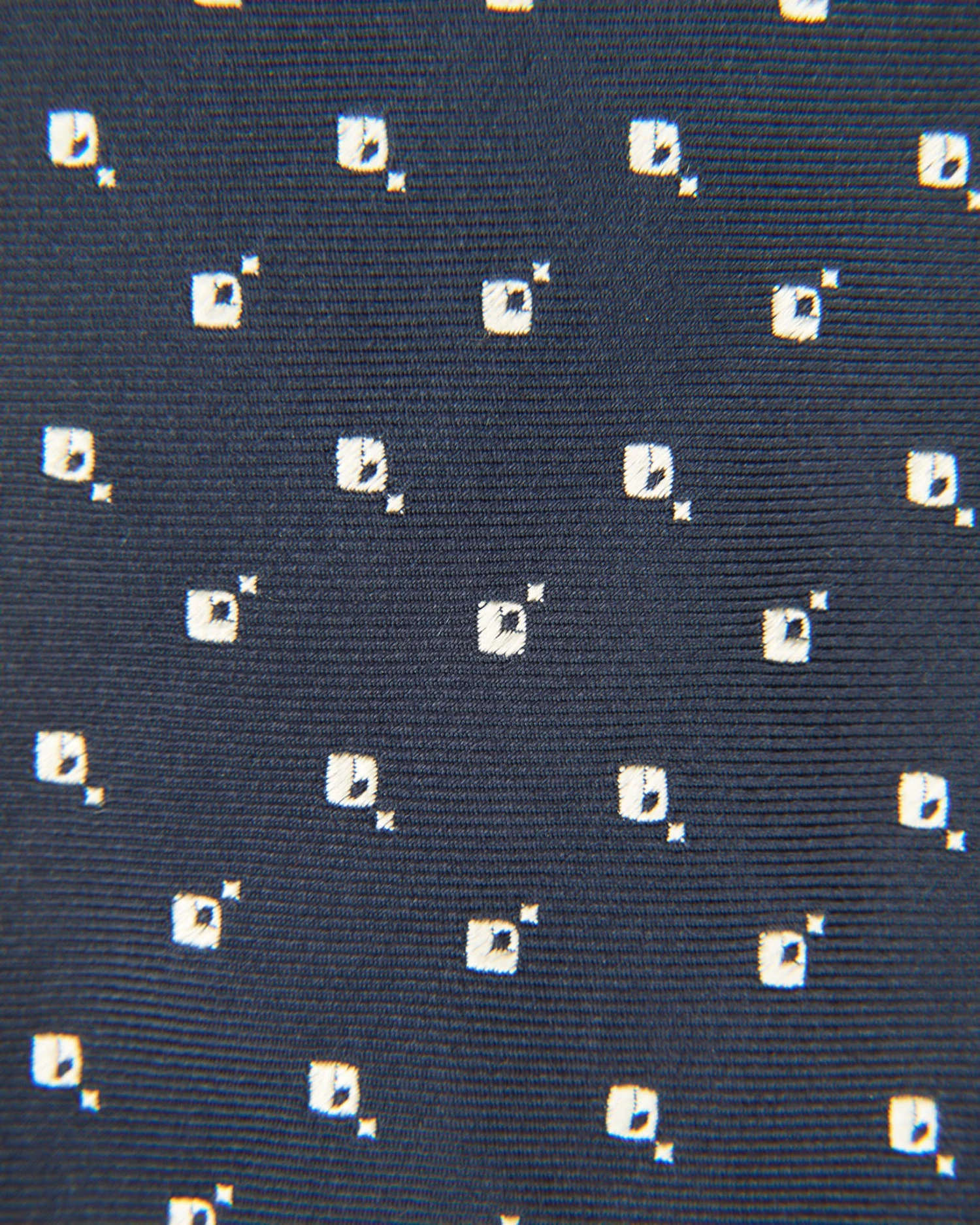 Silk Jacquard Tie In Navy/White Diamond Star Motif 2 Silk Jacquard Tie In Navy/White Diamond Star Motif - Image 2