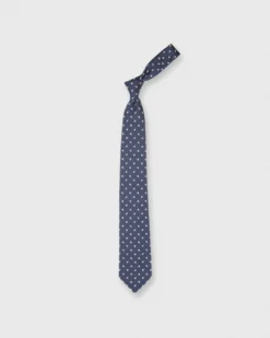 Silk Jacquard Tie In Navy/White Diamond Star Motif 5 Silk Jacquard Tie In Navy/White Diamond Star Motif -fashion S68356 3