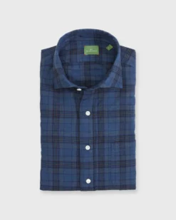 Otto Handmade Sport Shirt In Air Force/Grey/Purple Plaid Brushed Twill