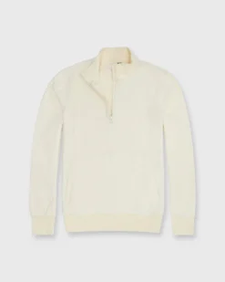 Half-Zip Pullover In Pale Yellow French Terry