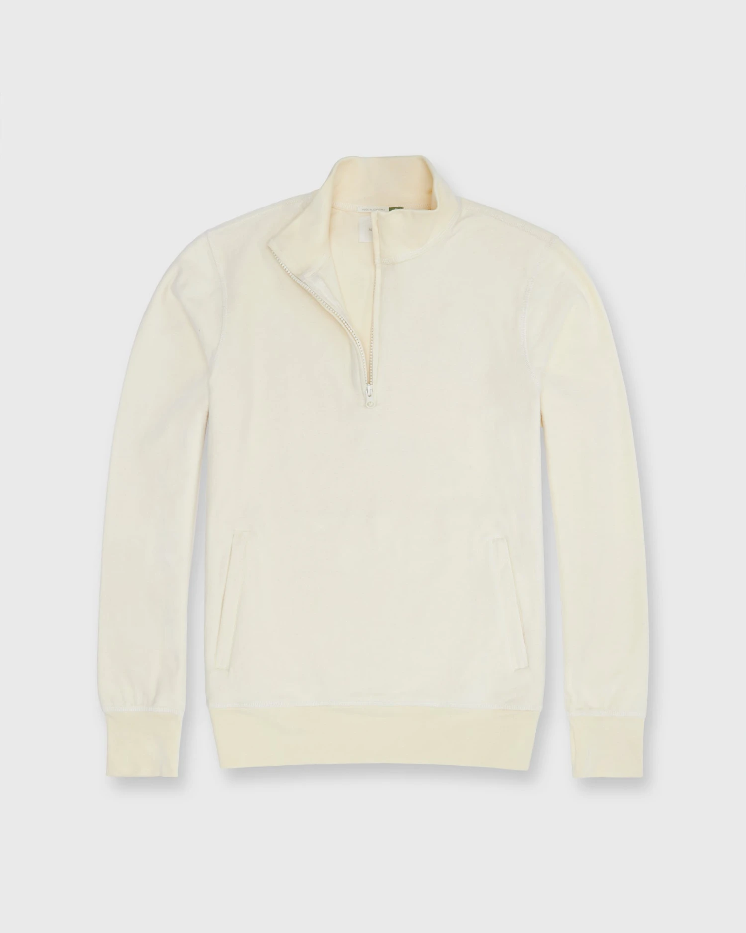 Half-Zip Pullover In Pale Yellow French Terry 1 Half-Zip Pullover In Pale Yellow French Terry