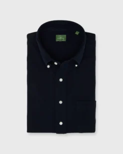 Knit Button-Down Popover Shirt In Navy Pique
