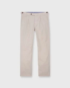 Garment-Dyed Pleated Sport Trouser In Stone Lightweight Twill