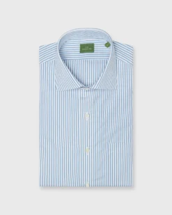 Spread Collar Dress Shirt In Aegean Stripe Poplin
