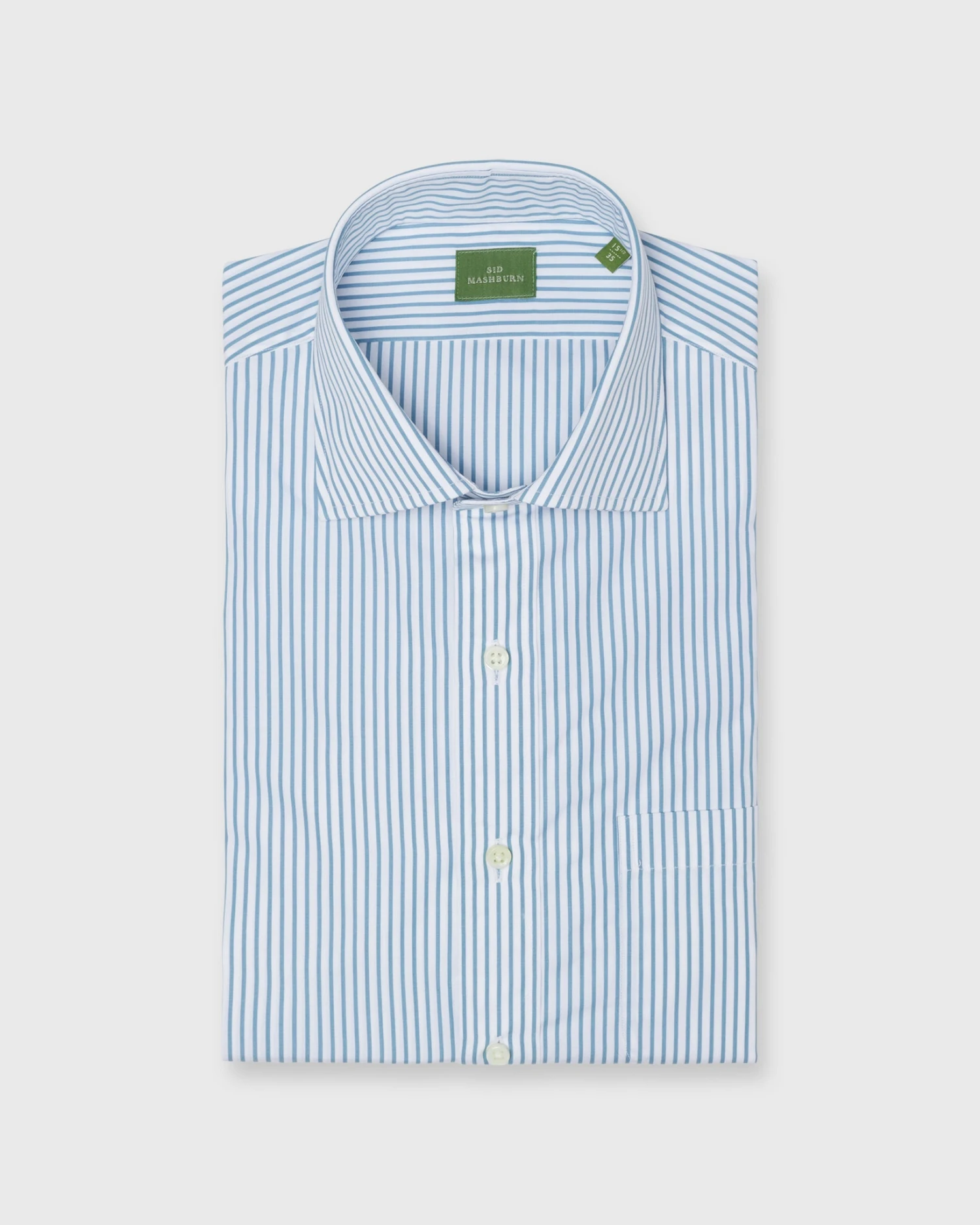 Spread Collar Dress Shirt In Aegean Stripe Poplin 1 Spread Collar Dress Shirt In Aegean Stripe Poplin