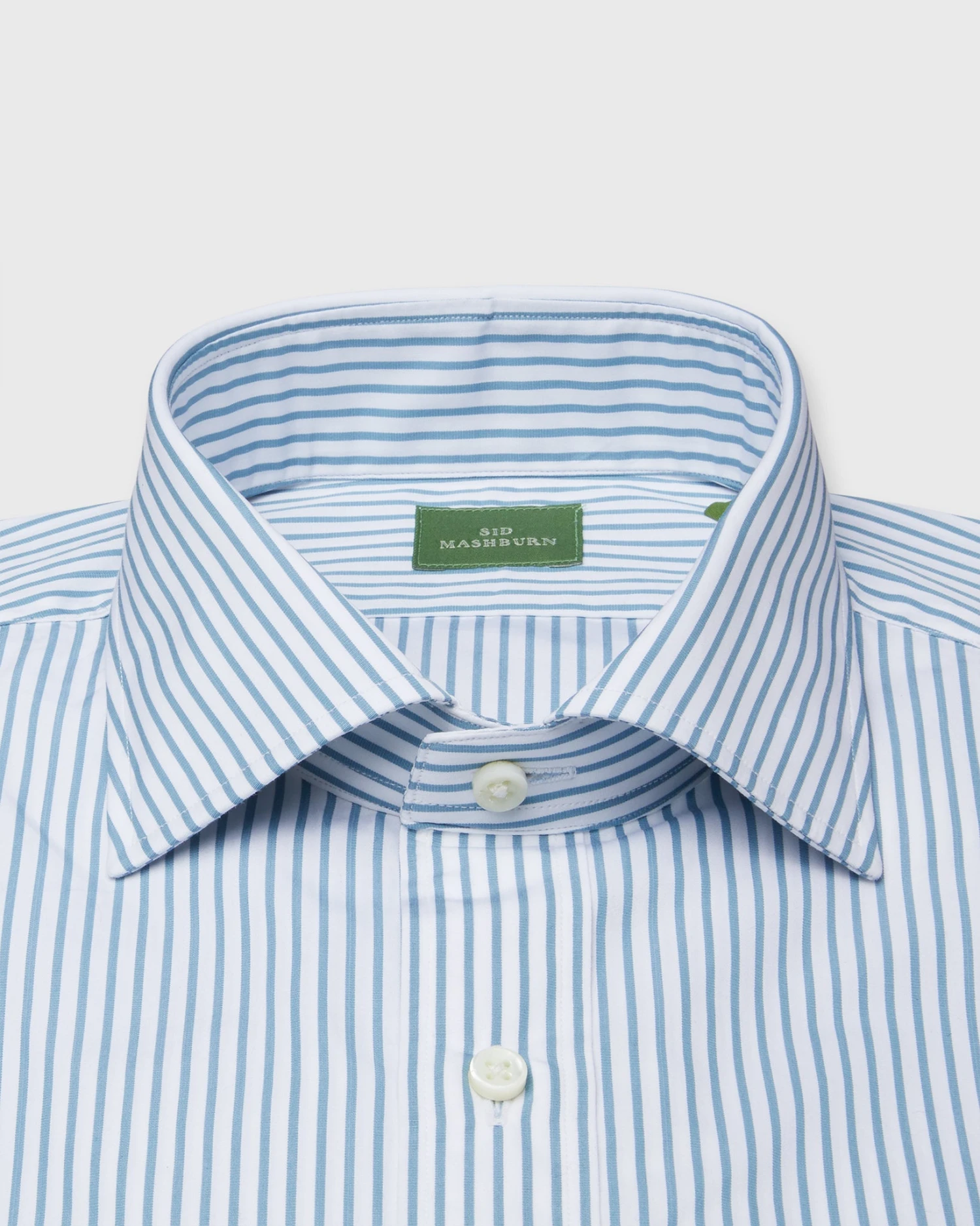 Spread Collar Dress Shirt In Aegean Stripe Poplin 2 Spread Collar Dress Shirt In Aegean Stripe Poplin - Image 2