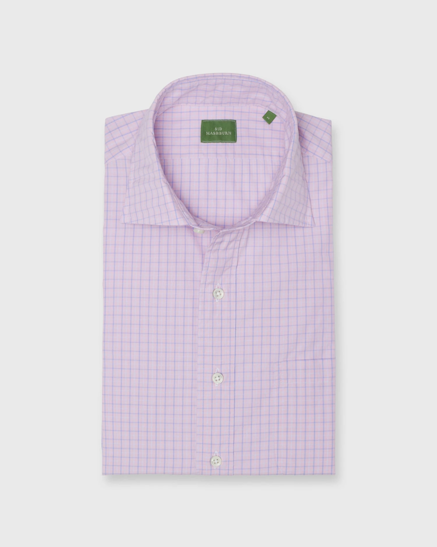 Spread Collar Sport Shirt In Watermelon/Sky/Blue Tattersall Poplin 1 Spread Collar Sport Shirt In Watermelon/Sky/Blue Tattersall Poplin