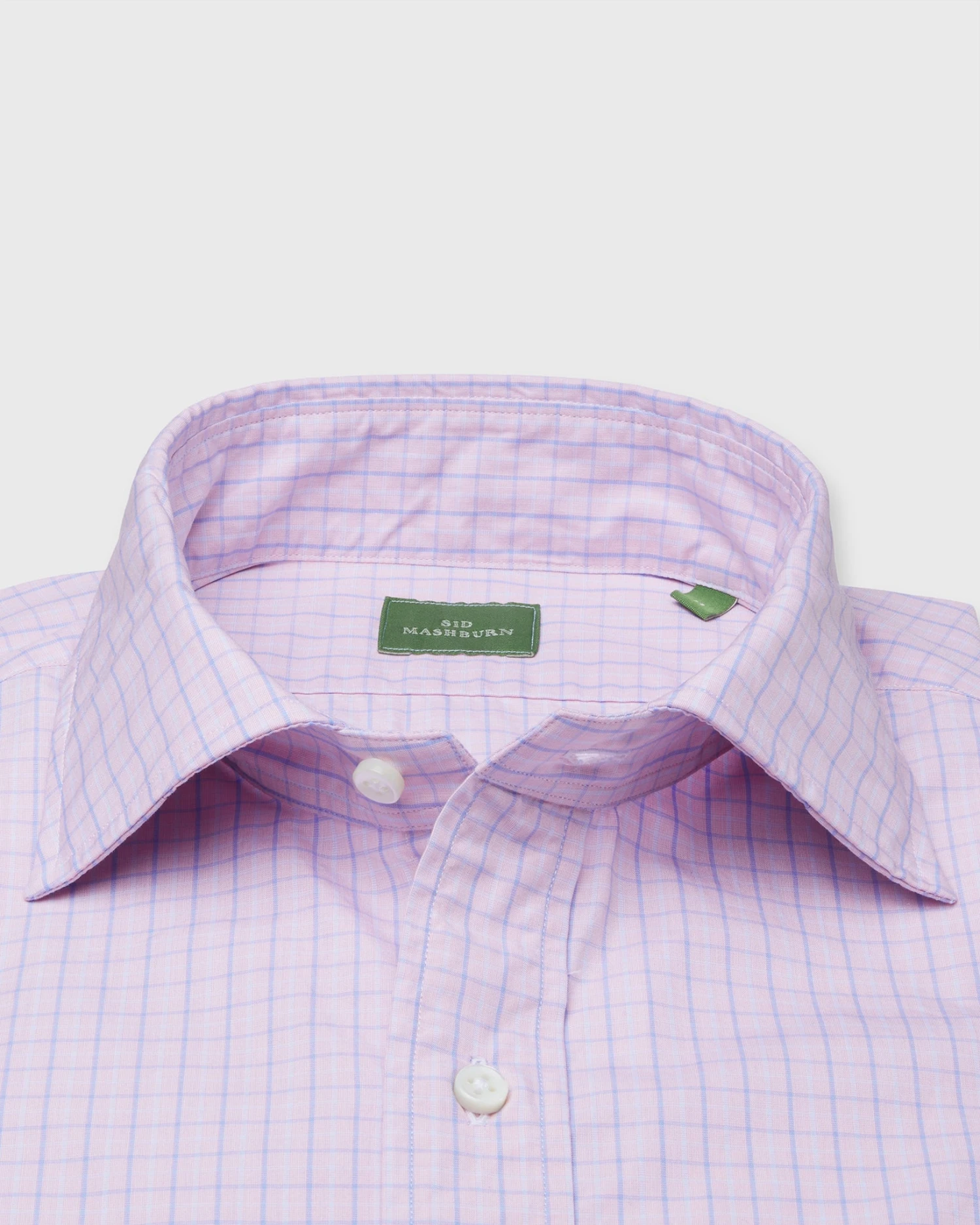 Spread Collar Sport Shirt In Watermelon/Sky/Blue Tattersall Poplin 2 Spread Collar Sport Shirt In Watermelon/Sky/Blue Tattersall Poplin - Image 2