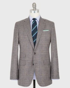 Virgil No. 2 Jacket In Flax/Brown/Blue Glen Plaid Hopsack