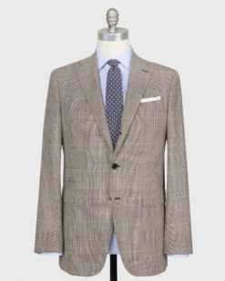 Virgil No. 3 Suit In Brown/Bone/Orange Plaid Prince Of Wales Hopsack