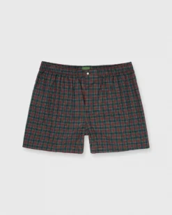 Button-Front Boxer Short In Hunter Tartan Poplin