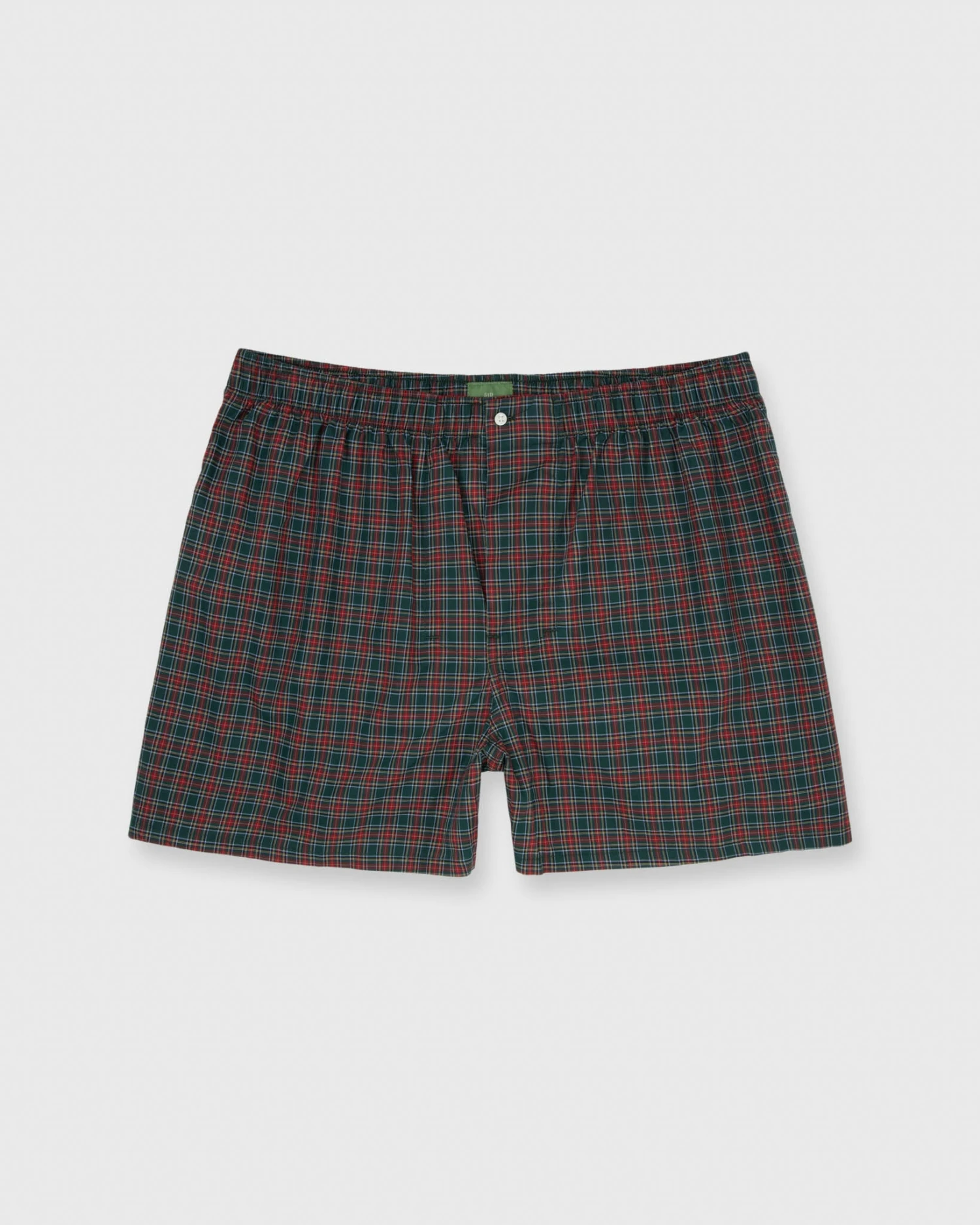 Button-Front Boxer Short In Hunter Tartan Poplin 1 Button-Front Boxer Short In Hunter Tartan Poplin