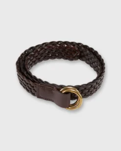 1" Woven O-Ring Belt In Chocolate Leather