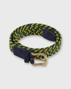 1.25" Woven Elastic Belt In Gold/Green/Navy