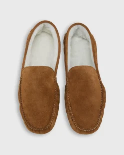 House Slippers In Sand Suede