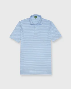 Short-Sleeved Polo In Coastal/White Stripe Jersey