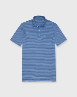 Short-Sleeved Polo In Ink/Coastal Stripe Jersey