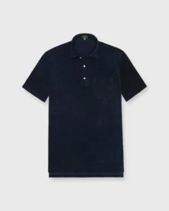 Short-Sleeved Polo In Navy Terry
