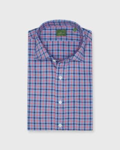 Spread Collar Sport Shirt In Sky/Navy/Watermelon Plaid Oxford