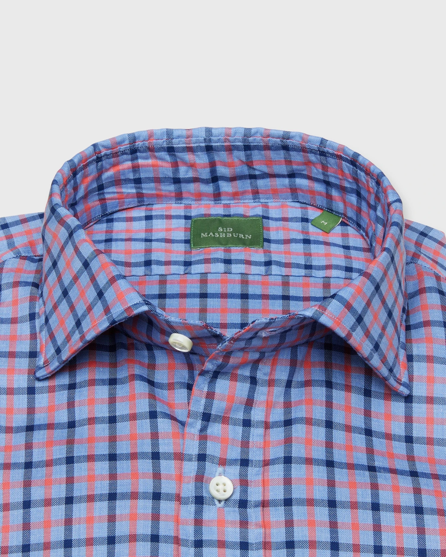 Spread Collar Sport Shirt In Sky/Navy/Watermelon Plaid Oxford 2 Spread Collar Sport Shirt In Sky/Navy/Watermelon Plaid Oxford - Image 2