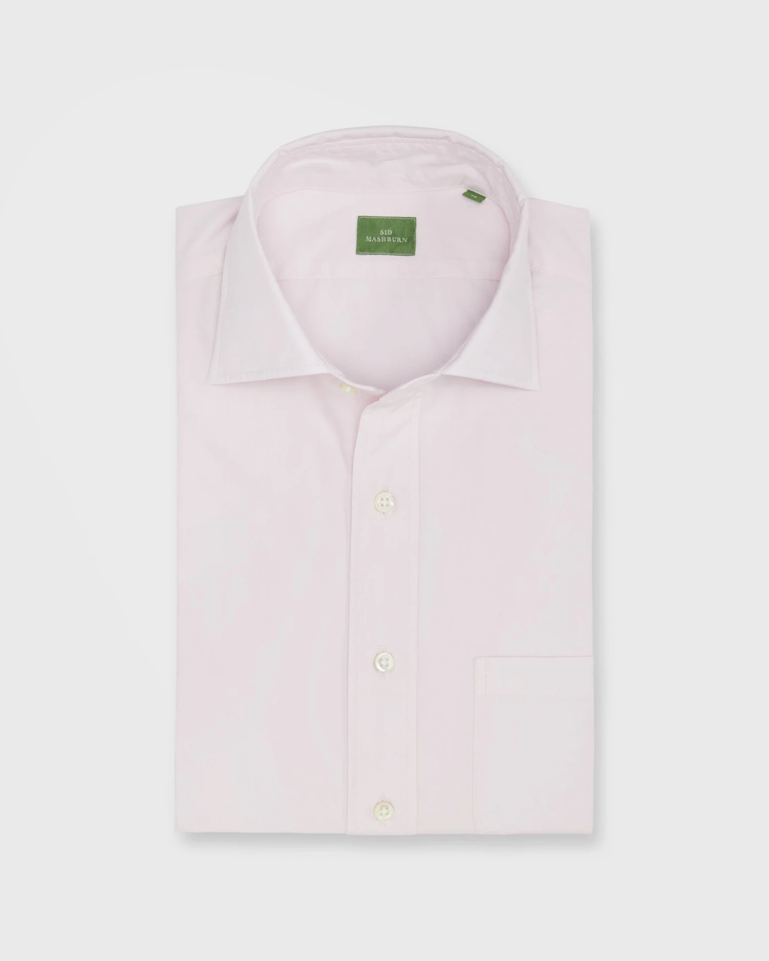 Spread Collar Sport Shirt In Pale Pink Garment-Dyed Poplin 1 Spread Collar Sport Shirt In Pale Pink Garment-Dyed Poplin
