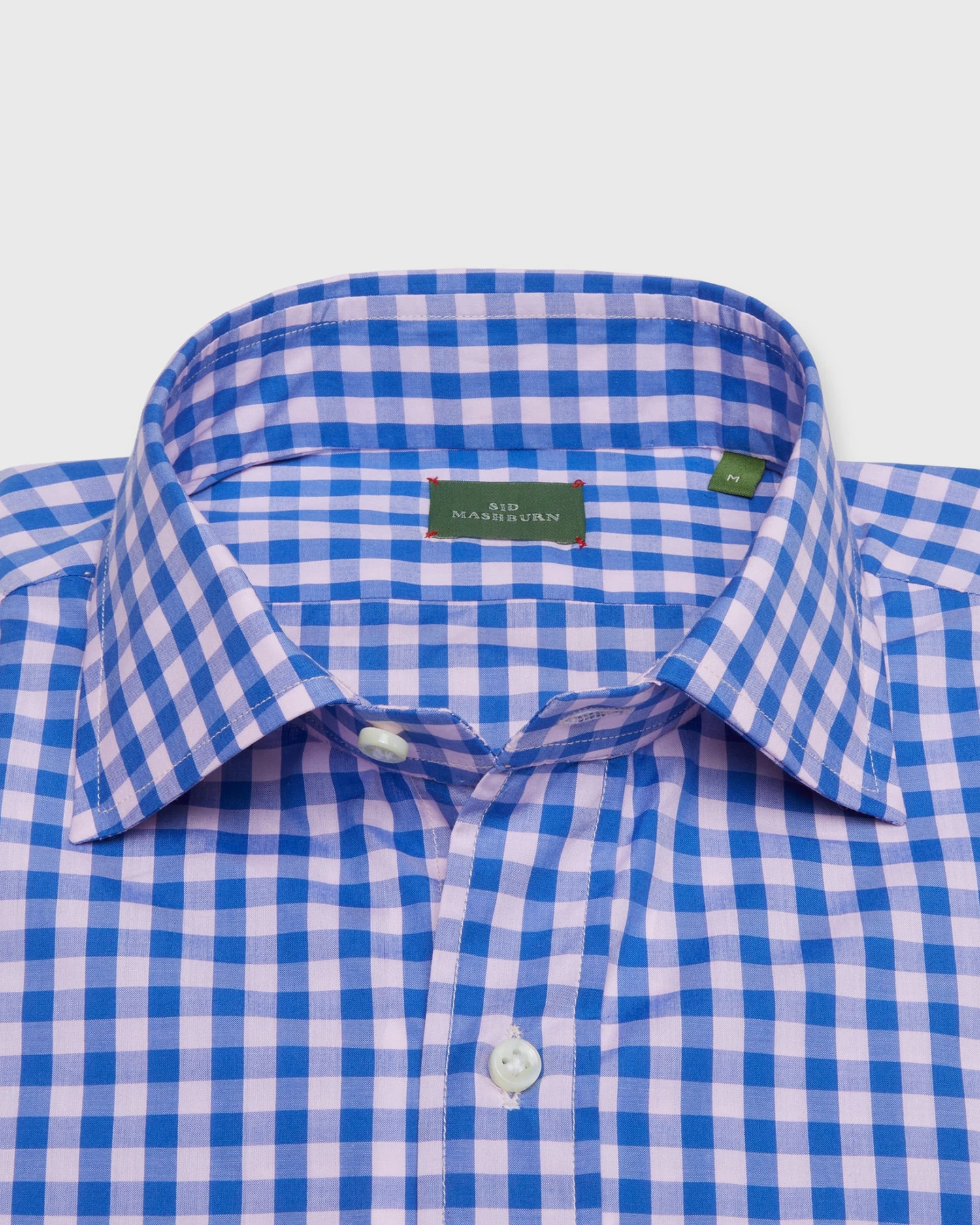 Otto Handmade Sport Shirt In Pink/Steel Blue Gingham Poplin 2 Otto Handmade Sport Shirt In Pink/Steel Blue Gingham Poplin - Image 2