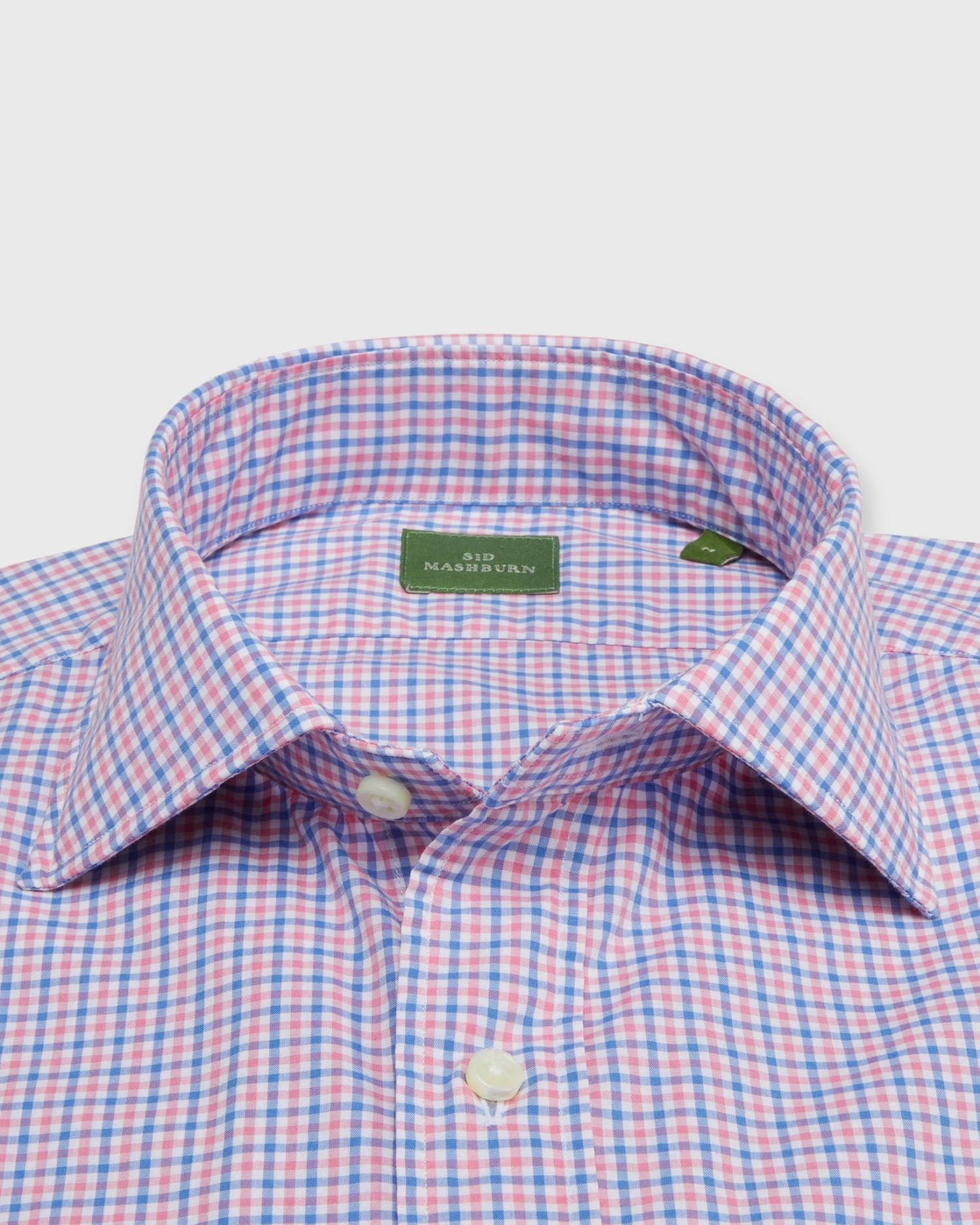 Spread Collar Sport Shirt In Pink/Dutch Blue Tattersall Poplin 2 Spread Collar Sport Shirt In Pink/Dutch Blue Tattersall Poplin - Image 2