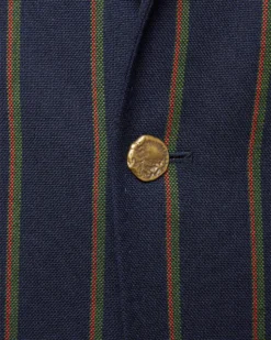 Ghost Blazer In Navy/Green/Orange Stripe High-Twist 8 Ghost Blazer In Navy/Green/Orange Stripe High-Twist -fashion S70514 103