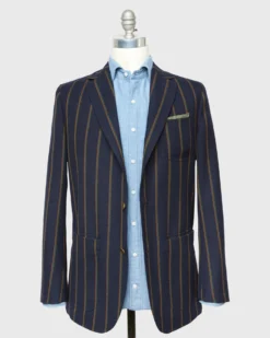 Ghost Blazer In Navy/Green/Orange Stripe High-Twist 9 Ghost Blazer In Navy/Green/Orange Stripe High-Twist -fashion S70514 123