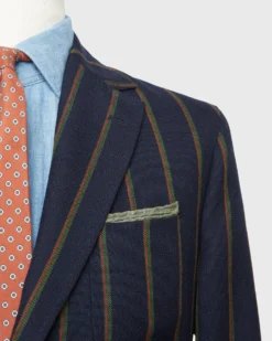 Ghost Blazer In Navy/Green/Orange Stripe High-Twist 7 Ghost Blazer In Navy/Green/Orange Stripe High-Twist -fashion S70514 96
