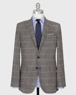 Virgil No. 4 Jacket In Bone/Navy/Olive Houndstooth Flannel