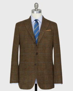 Virgil No. 2 Jacket In Drab/Blue/Maize Plaid Tweed