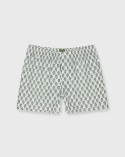 Button-Front Boxer Short In Blue/Green Lennon Liberty Fabric