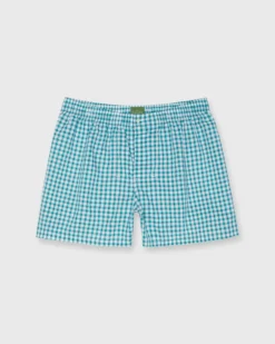 Button-Front Boxer Short In Surf/Navy Plaid Poplin