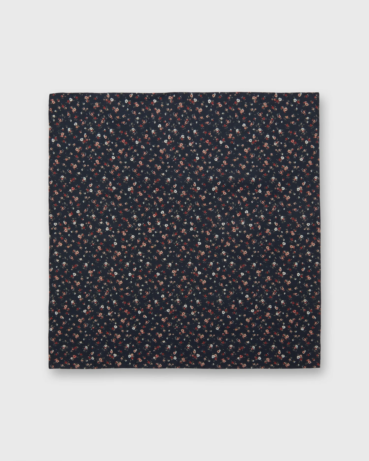 Cotton Print Pocket Square In Navy/Rose Small Floral 2 Cotton Print Pocket Square In Navy/Rose Small Floral - Image 2