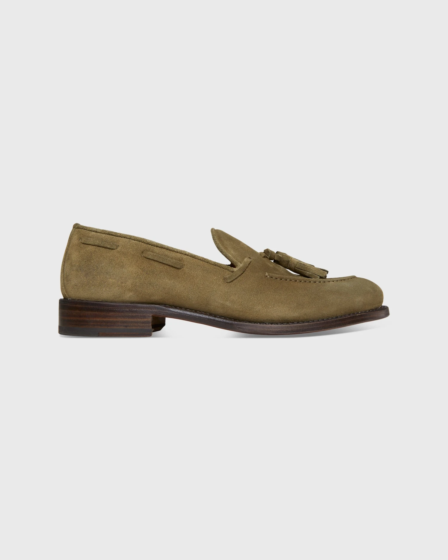 Italian Tassel Loafer In Olive Suede 2 Italian Tassel Loafer In Olive Suede - Image 2