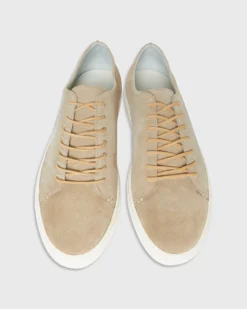 Low-Top Lace-Up Sneaker In Stone Suede