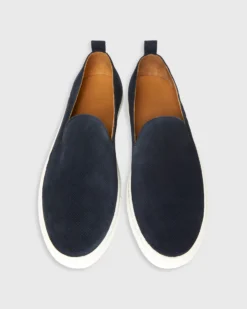 Slip-On Sneaker In Navy Perforated Suede