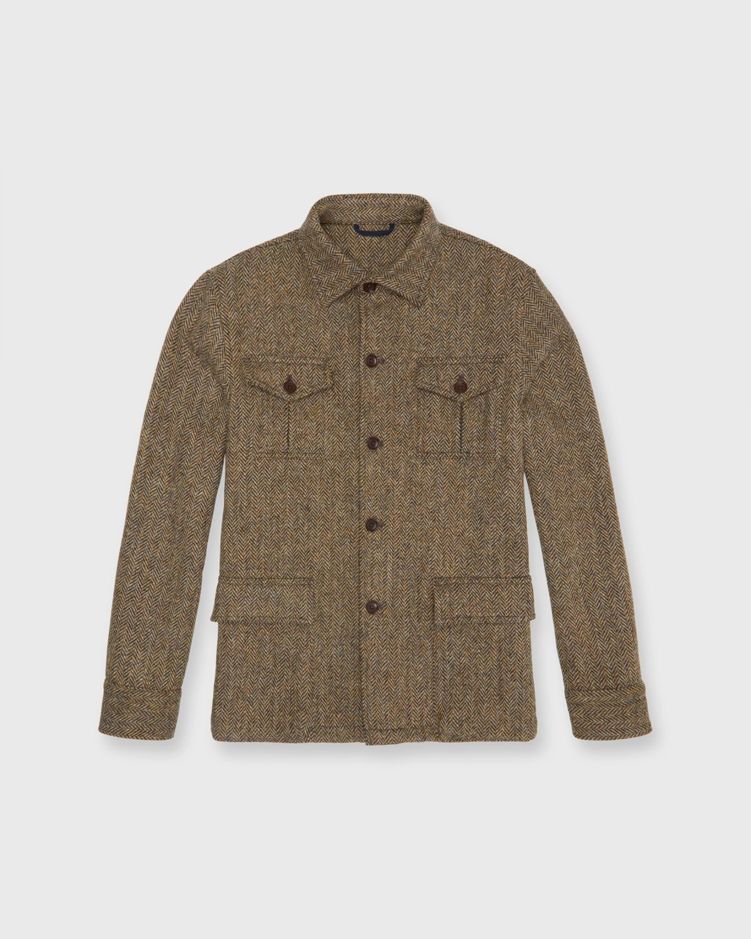 Military Jacket In Wheat/Chocolate Herringbone Harris Tweed 1 Military Jacket In Wheat/Chocolate Herringbone Harris Tweed