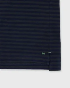 Short-Sleeved Polo In Olive/Navy Stripe Dark Oxford Pima Pique -fashion S71037 45