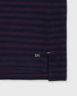 Short-Sleeved Polo In Merlot/Navy Stripe Dark Oxford Pique -fashion S71038 50